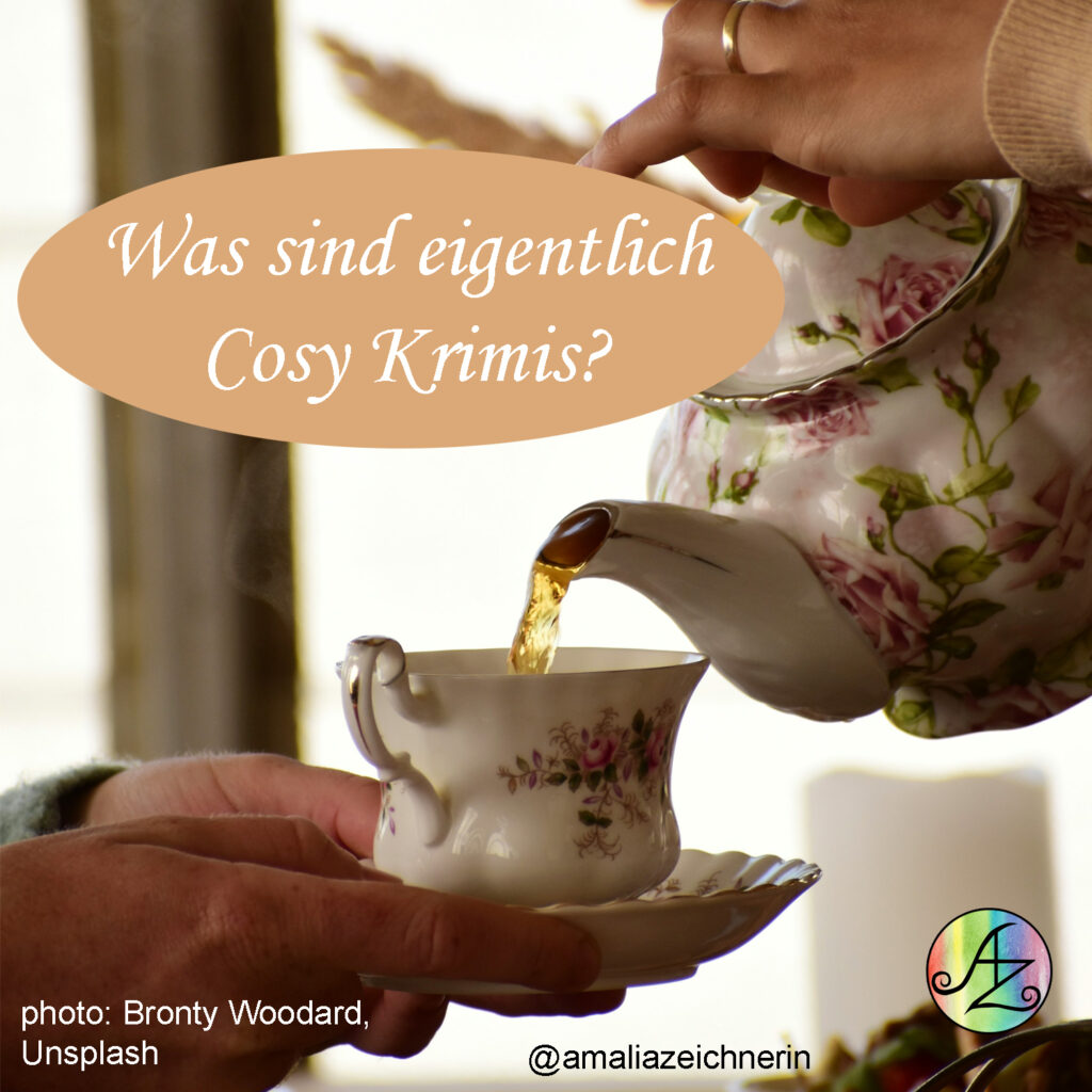 Ein gemütliches Foto von einer Person, die einer anderen aus einer altmodischen Porzellankanne Tee einschenkt. Dazu als Text die Headline des Blogbeitrags